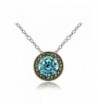 Sterling Simulated Aquamarine Marcasite Necklace