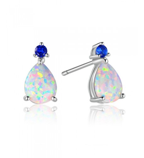 GEMSME Teardrop Earrings Sapphire white gold plated base