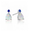 GEMSME Teardrop Earrings Sapphire white gold plated base