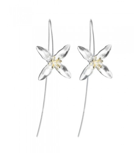 Flower Golden Threader Earrings Sterling