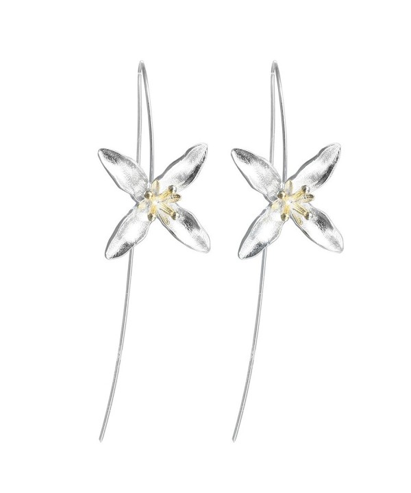 Flower Golden Threader Earrings Sterling