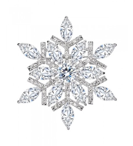 EVER FAITH Marquise Snowflake Silver Tone