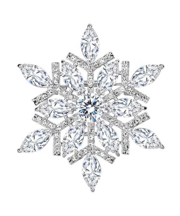 EVER FAITH Marquise Snowflake Silver Tone