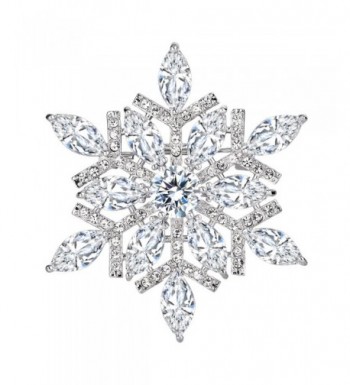 EVER FAITH Marquise Snowflake Silver Tone