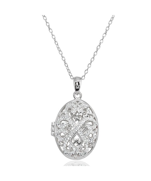 Sterling Polished Diamond Cut Filigree Necklace
