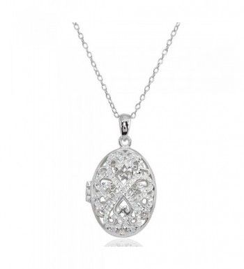 Sterling Polished Diamond Cut Filigree Necklace