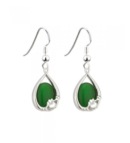 Irish Claddagh Earrings Green Solvar