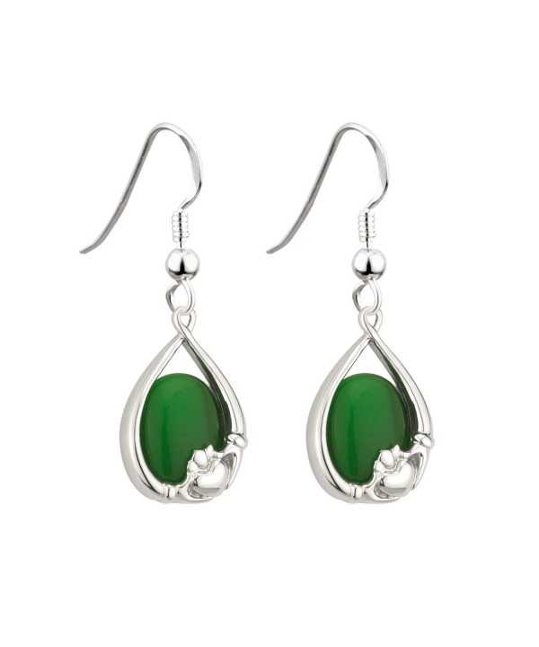 Irish Claddagh Earrings Green Solvar