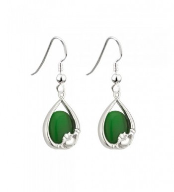 Irish Claddagh Earrings Green Solvar