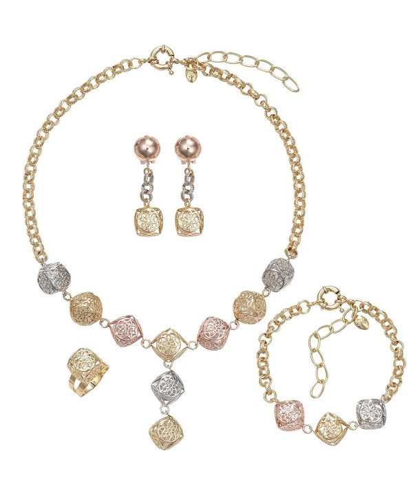 MOOCHI 3 Tones Crystal Pendant Necklace