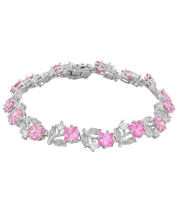 Sterling Silver Flower Tennis Bracelet