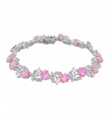 Sterling Silver Flower Tennis Bracelet