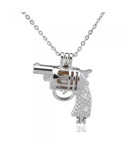 Revolver Pistol Locket Necklace Pendant