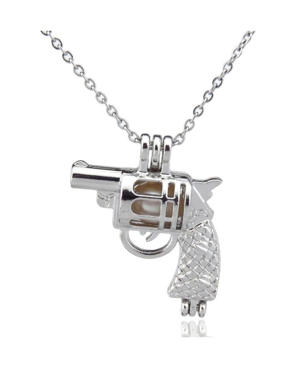 Revolver Pistol Locket Necklace Pendant