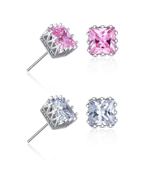 Plated Princess Square Zirconia Earrings