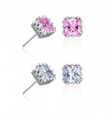 Plated Princess Square Zirconia Earrings