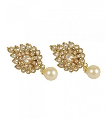 Womens Fashion Style Crystal & Pearl Stone Polki Indian Earrings ...