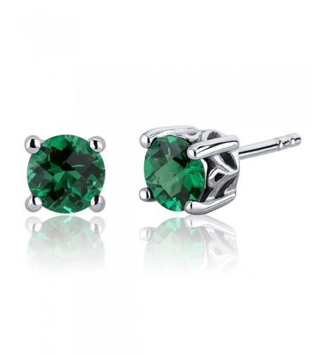 Carats Simulated Emerald Earrings Sterling