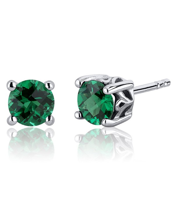 Carats Simulated Emerald Earrings Sterling