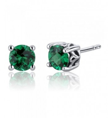 Carats Simulated Emerald Earrings Sterling