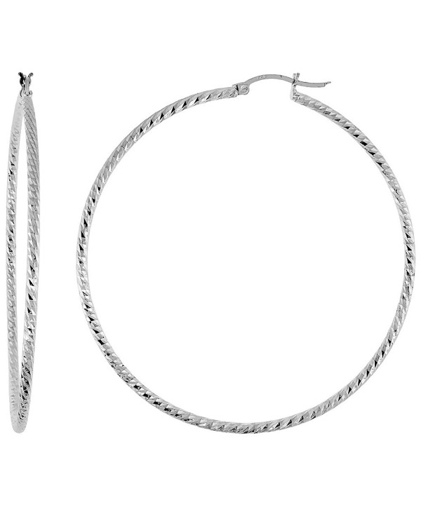Sterling Silver Diamond Hoop Earrings