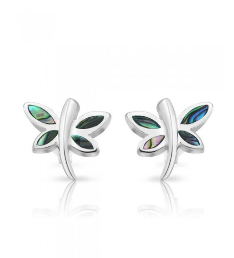 Sterling Silver Abalone Dragonfly Earrings