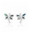 Sterling Silver Abalone Dragonfly Earrings