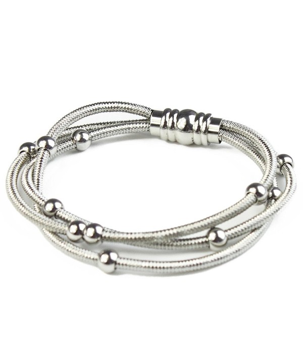 BAYUEBA Bracelet Stainless Multi line Platinum