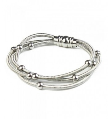 BAYUEBA Bracelet Stainless Multi line Platinum