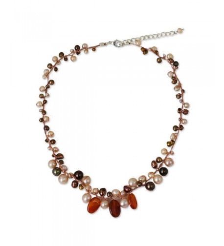 NOVICA Carnelian Cultured Freshwater Sterling