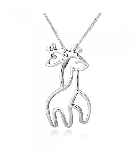 Sterling Hugging Giraffe Pendant Necklace