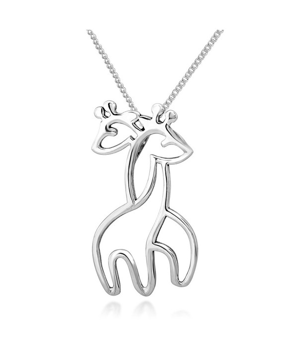 Sterling Hugging Giraffe Pendant Necklace