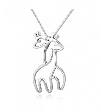 Sterling Hugging Giraffe Pendant Necklace