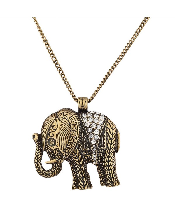 Lux Accessories Goldtone Elephant Necklace