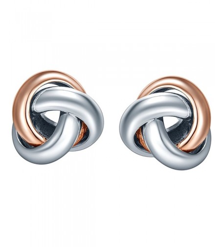 SILVERAGE Two Tone Love Knot Earrings