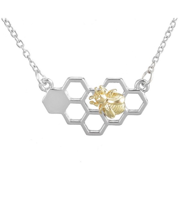 MJARTORIA Silver Honeycomb Pendant Necklace