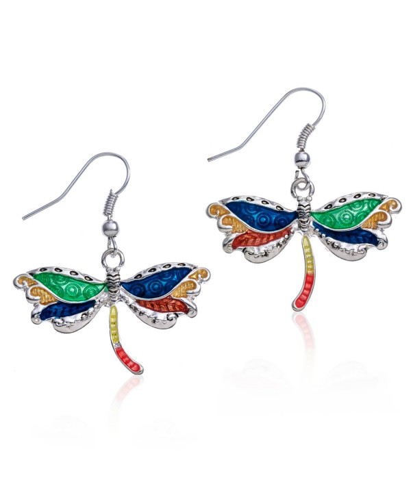 PammyJ Silvertone Multi Dragonfly Earrings