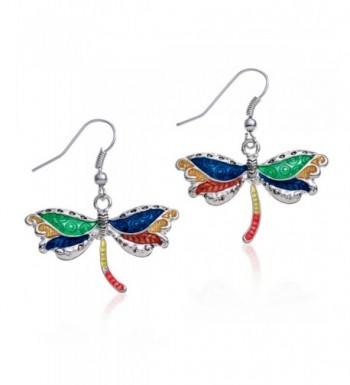 PammyJ Silvertone Multi Dragonfly Earrings