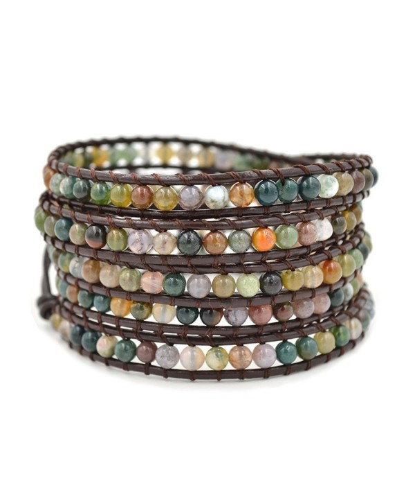 Multi layer Braided Leather Bracelet Multi color