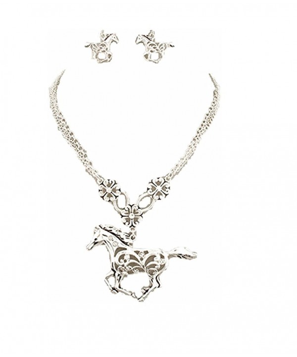 Western Cowgirl Rhinestone Necklace Earrings