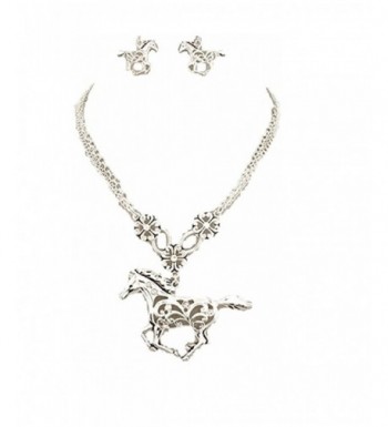 Western Cowgirl Rhinestone Necklace Earrings