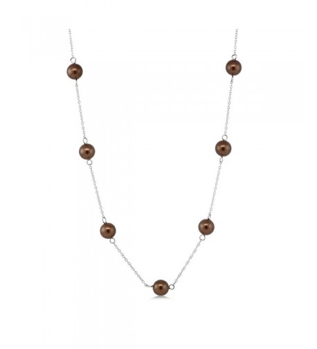 Cognac Silver Mother Pearl Necklace