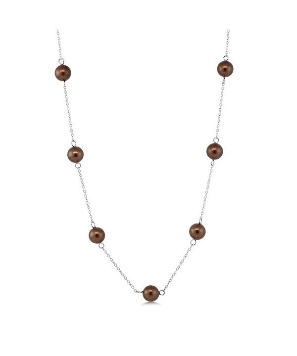 Cognac Silver Mother Pearl Necklace