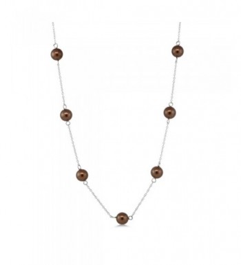 Cognac Silver Mother Pearl Necklace