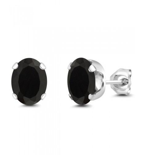 Black Gemstone 4 prong Earrings 8x6mm