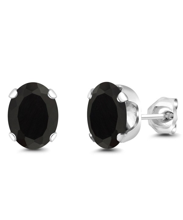 Black Gemstone 4 prong Earrings 8x6mm