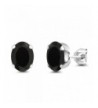 Black Gemstone 4 prong Earrings 8x6mm