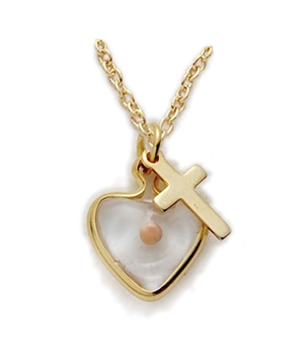 Filled Mustard Heart Necklace Cross