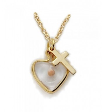 Filled Mustard Heart Necklace Cross