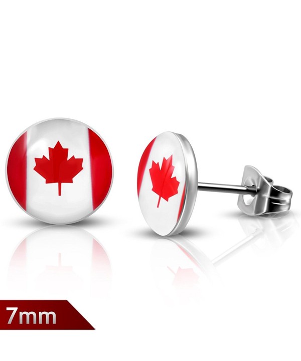 Stainless Steel Canada Circle Earrings